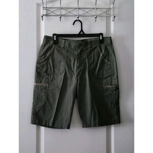 Gloria Vanderbilt Women's Safari Bermuda Shorts Pockets Green Cotton‎ Size 8